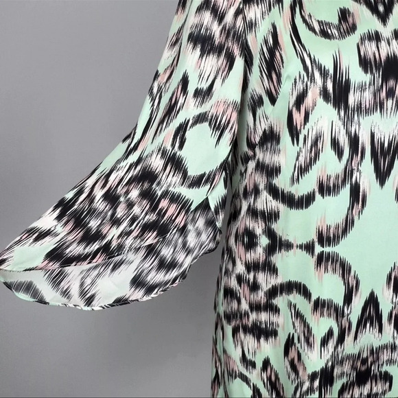 An Original Milly of New York Mint Green Silk Flutter Sleeve Dress Size 12 Large - Picture 5 of 9
